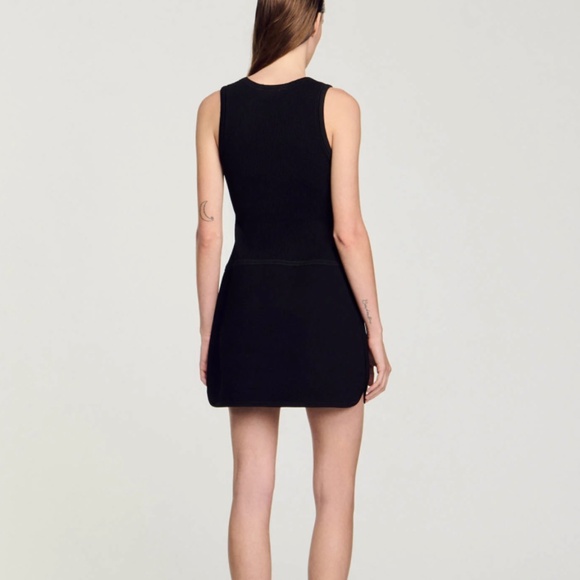 Sandro Donna Mixed Media Dress in Black - Picture 2 of 15